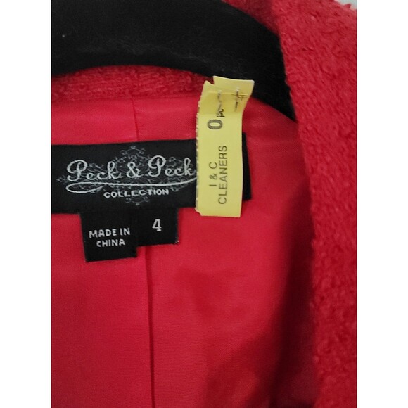 Peck & Peck Vintage Red Retro Jacket Nubbly Weave Classic Retro sz 4 - Picture 4 of 12